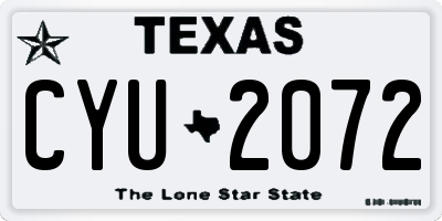 TX license plate CYU2072