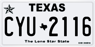 TX license plate CYU2116
