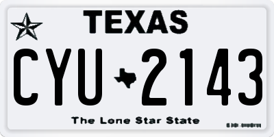 TX license plate CYU2143