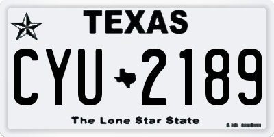 TX license plate CYU2189