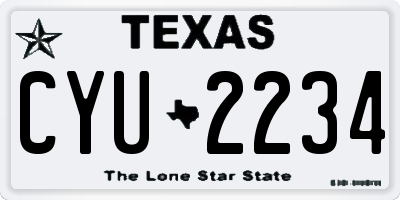 TX license plate CYU2234