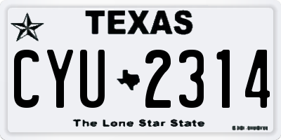 TX license plate CYU2314