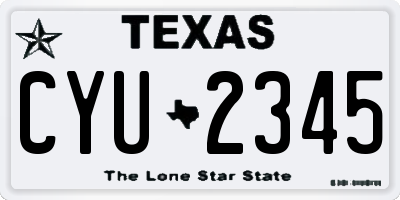 TX license plate CYU2345
