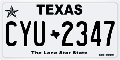 TX license plate CYU2347