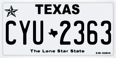 TX license plate CYU2363