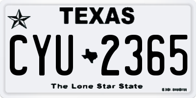 TX license plate CYU2365