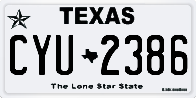 TX license plate CYU2386