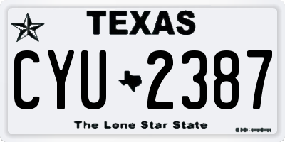 TX license plate CYU2387