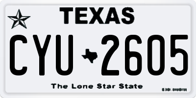 TX license plate CYU2605