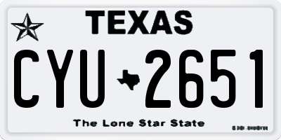 TX license plate CYU2651