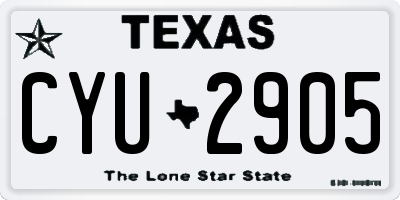TX license plate CYU2905