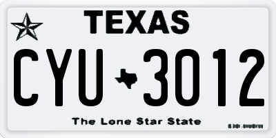 TX license plate CYU3012
