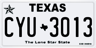 TX license plate CYU3013