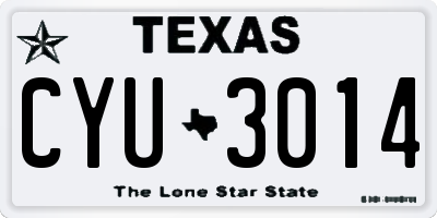 TX license plate CYU3014