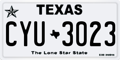 TX license plate CYU3023
