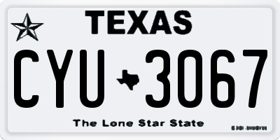 TX license plate CYU3067