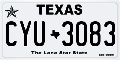 TX license plate CYU3083