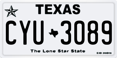 TX license plate CYU3089