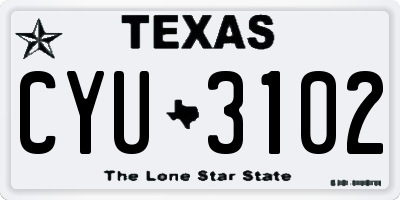 TX license plate CYU3102
