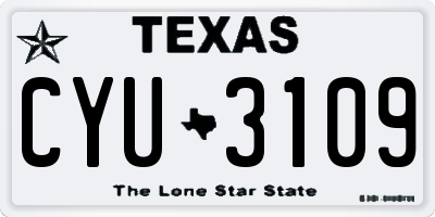TX license plate CYU3109