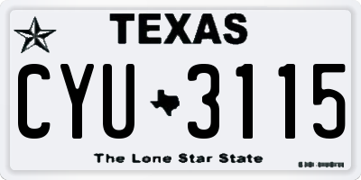 TX license plate CYU3115