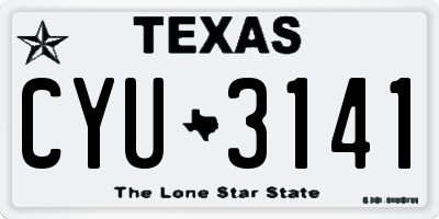 TX license plate CYU3141