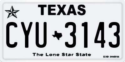 TX license plate CYU3143