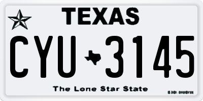 TX license plate CYU3145