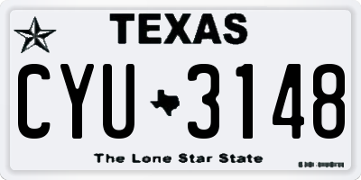 TX license plate CYU3148
