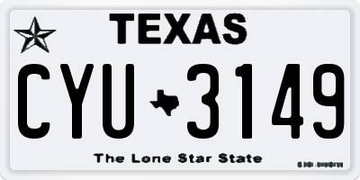 TX license plate CYU3149