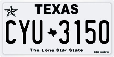 TX license plate CYU3150