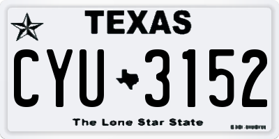 TX license plate CYU3152