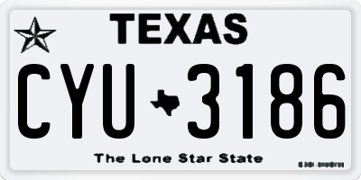 TX license plate CYU3186