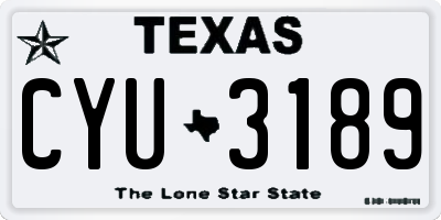 TX license plate CYU3189