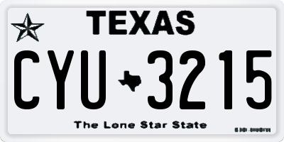 TX license plate CYU3215