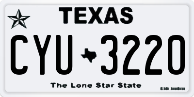 TX license plate CYU3220