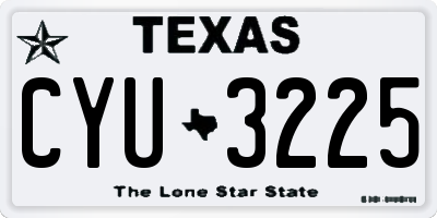 TX license plate CYU3225
