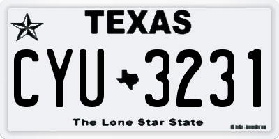 TX license plate CYU3231