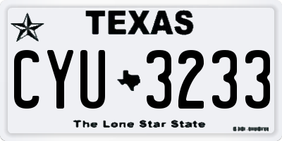 TX license plate CYU3233