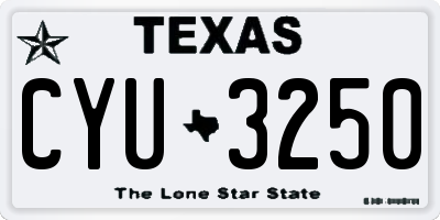 TX license plate CYU3250