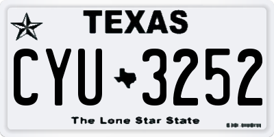 TX license plate CYU3252