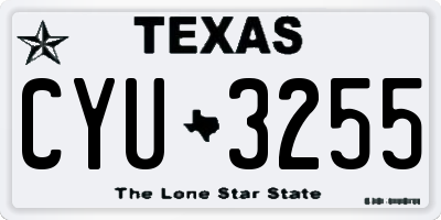 TX license plate CYU3255