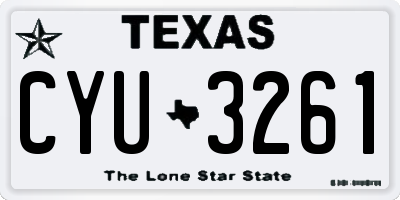 TX license plate CYU3261