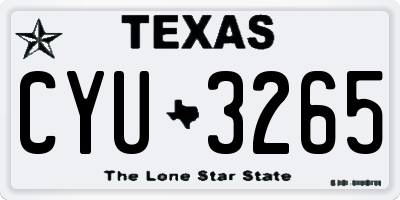 TX license plate CYU3265