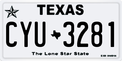 TX license plate CYU3281