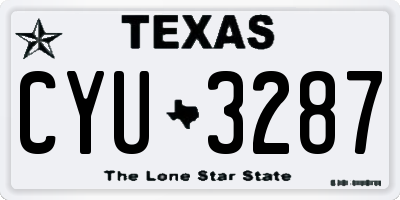 TX license plate CYU3287