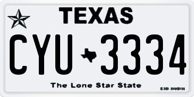 TX license plate CYU3334