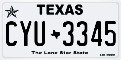 TX license plate CYU3345