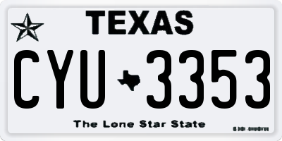 TX license plate CYU3353