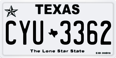 TX license plate CYU3362